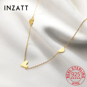 925 Silver Heart Chain Choker Necklace for Women Classic Jewelry