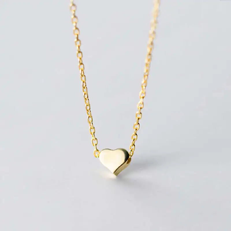 925 Silver Heart Pendant Choker Necklace Women Bohemian Jewelry