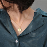 925 Silver Hexagon Geometric Pendant Necklace Rose Flower