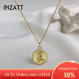 925 Silver Hexagon Geometric Pendant Necklace Rose Flower