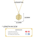 925 Silver Hexagon Geometric Pendant Necklace Rose Flower