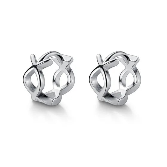 925 Silver Cross Hoop Earrings Women Punk Jewelry