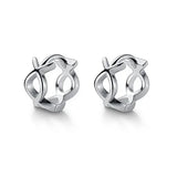 925 Silver Cross Hoop Earrings Women Punk Jewelry