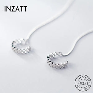 925 Silver Hollow Geometry Drop Earrings Women Fine Jewelry Accessories