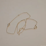 925 Silver Hollow Heart 14K Choker Necklace
