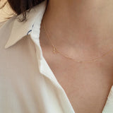 925 Silver Hollow Heart 14K Choker Necklace