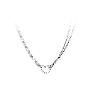 925 Silver Heart Chain Choker Necklace Vintage Jewelry