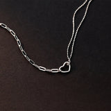 925 Silver Heart Chain Choker Necklace Vintage Jewelry