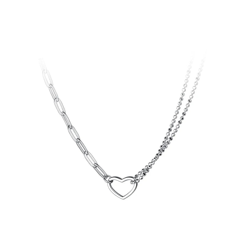 925 Silver Heart Chain Choker Necklace Vintage Jewelry