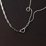 925 Silver Heart Chain Choker Necklace Vintage Jewelry