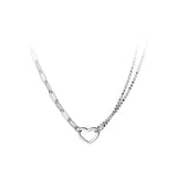 925 Silver Heart Chain Choker Necklace Vintage Jewelry