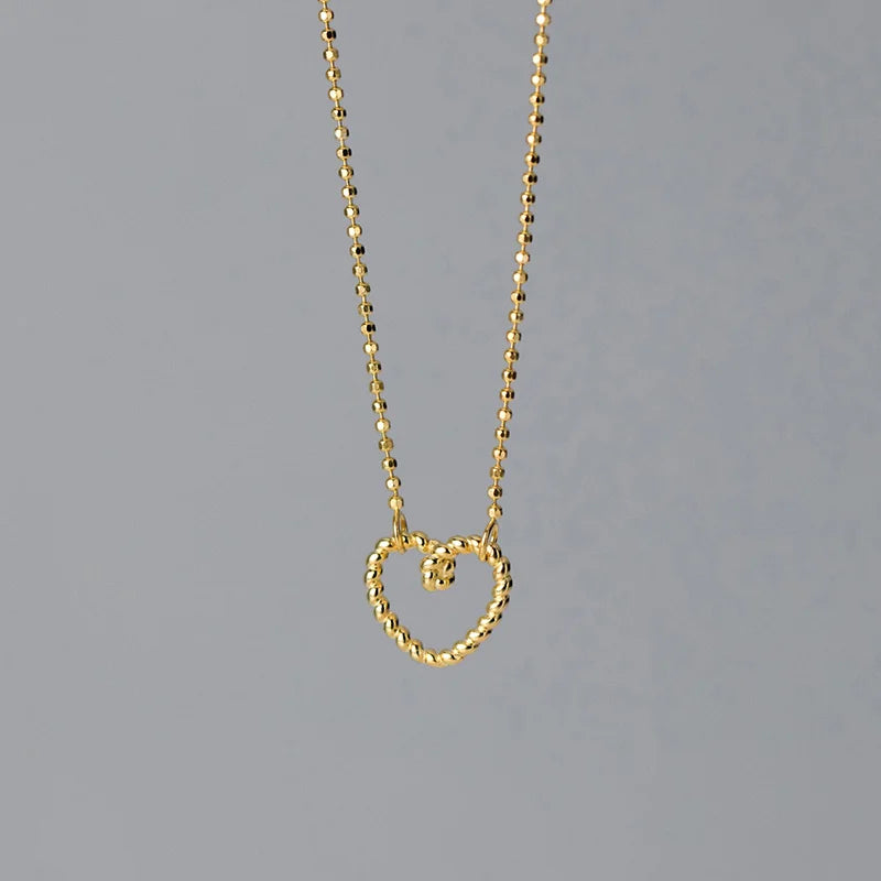 925 Silver Heart Bead Choker Necklace Women Fine Jewelry Minimalist