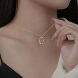 925 Silver Hollow Oval Necklace Women's Jewelry