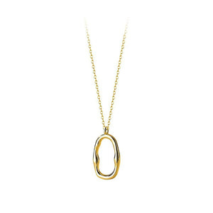 925 Silver Hollow Oval Necklace Women's Jewelry