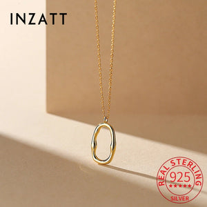 925 Silver Hollow Oval Necklace Women's Jewelry
