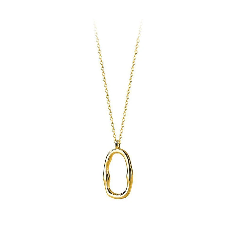 925 Silver Hollow Oval Necklace Women's Jewelry