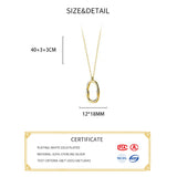 925 Silver Hollow Oval Necklace Women's Jewelry