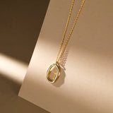 925 Silver Hollow Oval Necklace Women's Jewelry