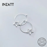 INZATT 925 Silver Star Hoop Earrings Women Jewelry Minimalist Gift