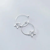INZATT 925 Silver Star Hoop Earrings Women Jewelry Minimalist Gift