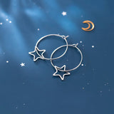 INZATT 925 Silver Star Hoop Earrings Women Jewelry Minimalist Gift