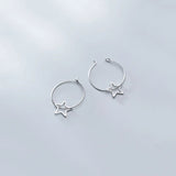 INZATT 925 Silver Star Hoop Earrings Women Jewelry Minimalist Gift