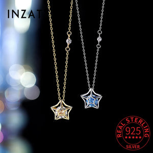925 Silver Zircon Star Choker Necklace for Women Jewelry