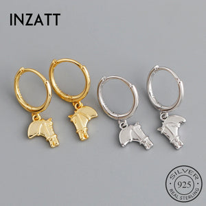 925 Silver Horse Hoop Earrings Women Hiphop Fine Jewelry 18k Minimalist