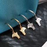 925 Silver Horse Hoop Earrings Women Hiphop Fine Jewelry 18k Minimalist