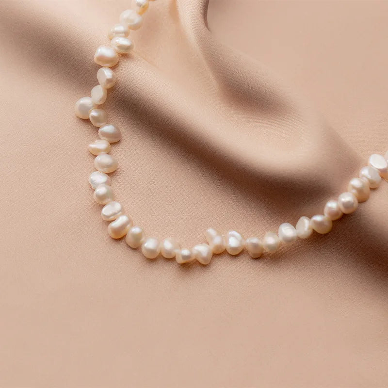925 Silver Baroque Pearls Choker Necklace Vintage Fine Jewelry