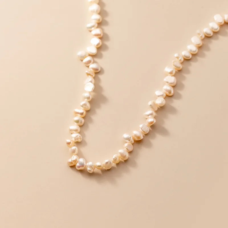 925 Silver Baroque Pearls Choker Necklace Vintage Fine Jewelry