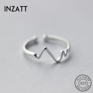 925 Silver Geometric Wave Adjustable Ring Fine Jewelry For Women