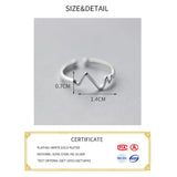 925 Silver Geometric Wave Adjustable Ring Fine Jewelry For Women