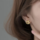 925 Silver Irregular Triangle Stud Earrings Women Jewelry Punk Accessories