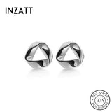 925 Silver Irregular Triangle Stud Earrings Women Jewelry Punk Accessories