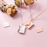 925 Silver LOVE YOU Envelope Pendant Necklace Fine Jewelry