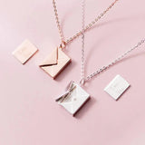 925 Silver LOVE YOU Envelope Pendant Necklace Fine Jewelry