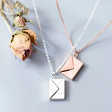 925 Silver LOVE YOU Envelope Pendant Necklace Fine Jewelry