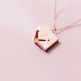 925 Silver LOVE YOU Envelope Pendant Necklace Fine Jewelry