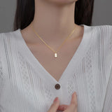 925 Silver LUCK Square Chain Choker Necklace For Women
