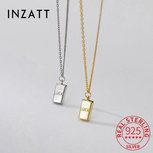 925 Silver LUCK Square Chain Choker Necklace For Women