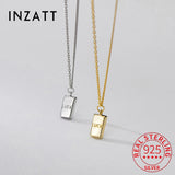 925 Silver LUCK Square Chain Choker Necklace For Women