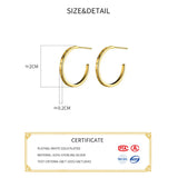 Genuine 925 Silver C 18K Stud Earrings Women Minimalist Fine Jewelry