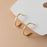 Genuine 925 Silver C 18K Stud Earrings Women Minimalist Fine Jewelry
