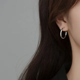 Genuine 925 Silver C 18K Stud Earrings Women Minimalist Fine Jewelry