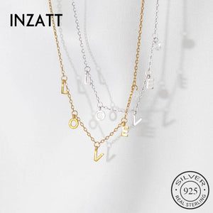 Real 925 Sterling Silver LOVE Choker Necklace for Women Hiphop Minimalist
