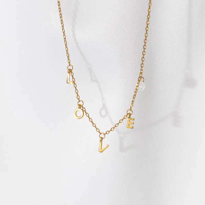 Real 925 Sterling Silver LOVE Choker Necklace for Women Hiphop Minimalist