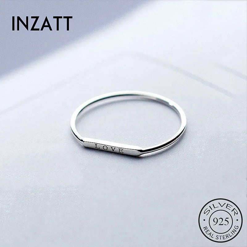 Sterling Silver LOVE Ring Women Geometric Jewelry