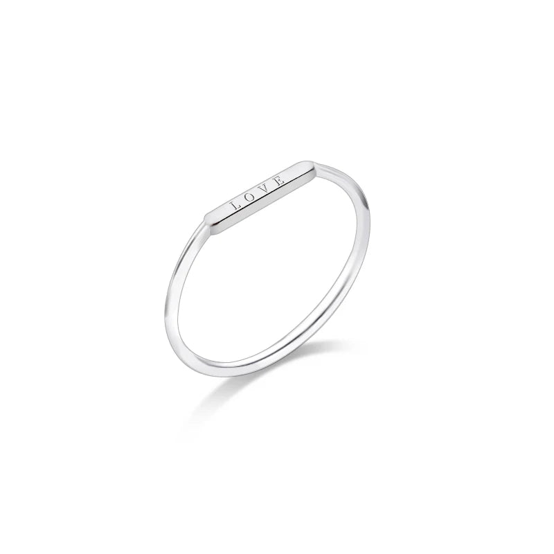925 Silver LOVE Ring Women Party Jewelry Geometric Accessory Gift