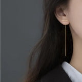 925 Silver Letter T Chain Tassel Hoop Earrings Party Punk Jewelry